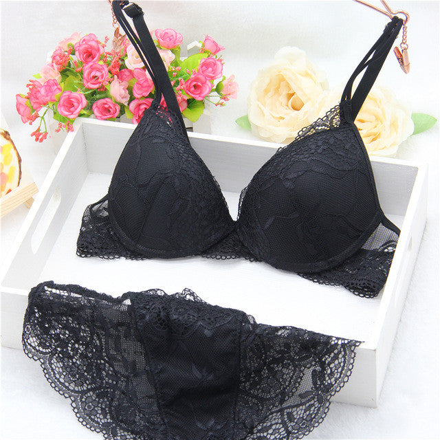 New Brand Women underwear Bra Sets , BRA + Hollow Panties Lace bra Sexy push up bra and briefs sets brassiere lingerie set