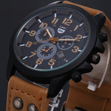 New Business Quartz watch Men sport Military Watches Men Corium Leather Strap army wristwatch clock hours Complete Calendar