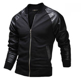 New Casual Jacket Spring Fashion Mens Black Leather Sleeves Slim Fit Baseball Jacket Leisure Men Jackets Blazer Jaquetas