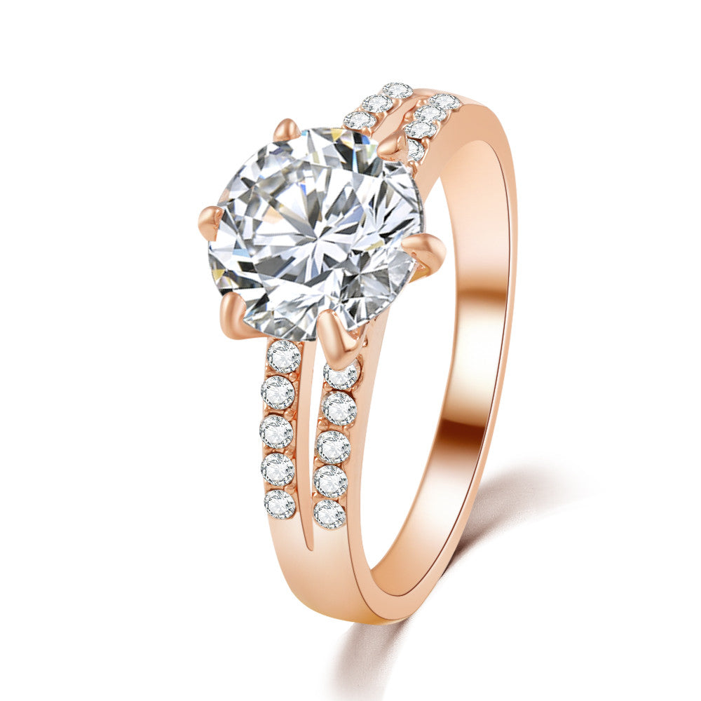New Design Gold/Silver color Fashion Noble Luxury Elegant Charm gold silver Plated Zircon Crystal Round Rings