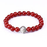 New Design Silver Lion Head Bracelets Lava Stone And Tiger Eye Men Beads Bracelets Mens Gift Men Jewelry 