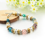 New Design Silver Square Colorful Murano Crystal Beads Bracelet for Women Easy-Hook Jewelry Christmas Gift 