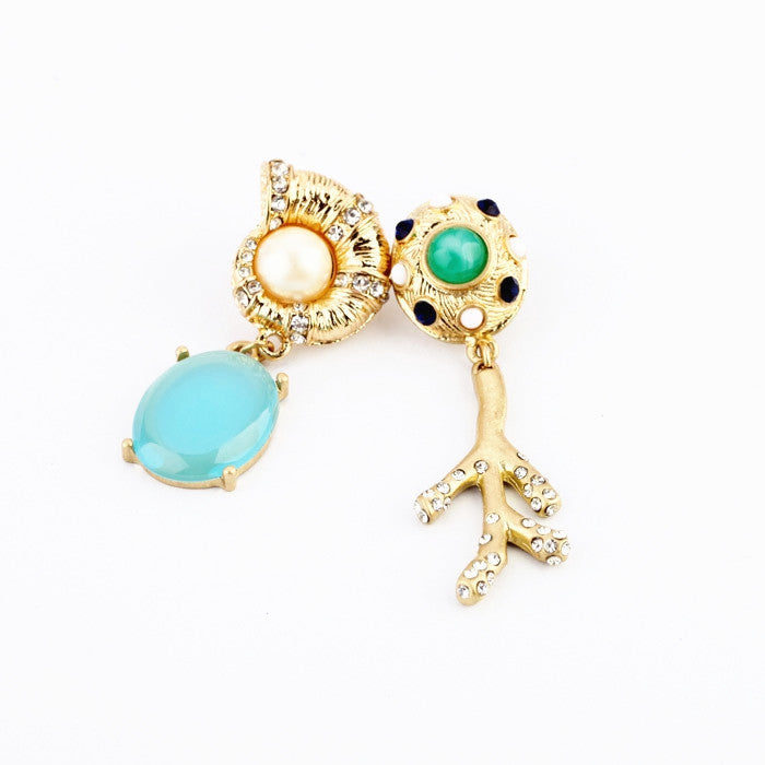 New Designs Fashion jewelry Graceful Rhinestone Snail Branch Asymmetrical earrings