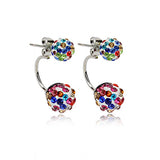 New Double Side Earrings Fashion Crystal Disco Ball Shamballa Stud Earrings for Women Stainless Steel Bottom Top Quality Brincos
