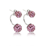 New Double Side Earrings Fashion Crystal Disco Ball Shamballa Stud Earrings for Women Stainless Steel Bottom Top Quality Brincos
