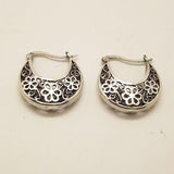 New Exotic Hollow Out on Both Sides Tibetan Silver Hoop Fashion Vintage Earrings For Women