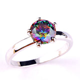 New Fabulous Round Cut Mystic Rainbow Topaz 925 Silver Ring Fashion Jewelry Women Rings