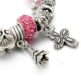 New Fashion 925 Silver Charm Bracelet For Women Royal Crown Bracelet Purple Crystal Beads Diy Jewelry 