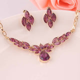 New Fashion Austria Crystal Earrings necklace 18k gold plated wedding jewelry sets for brides Classic Wedding for lover