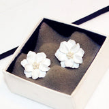 New Fashion Big White Flower Earrings For Women Gold Plated Jewelry Bijoux Elegant Gift