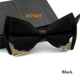 New Fashion Boutique Metal Head Bow Ties For Groom Men Women Butterfly Solid Bowtie Classic Gravata Cravat 