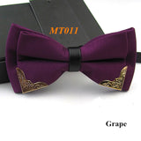 New Fashion Boutique Metal Head Bow Ties For Groom Men Women Butterfly Solid Bowtie Classic Gravata Cravat 