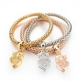 Ethnic Love Heart Charm Bracelets For Women Gold Silver Crystal Chain Bracelets & Bangles With Pendants 
