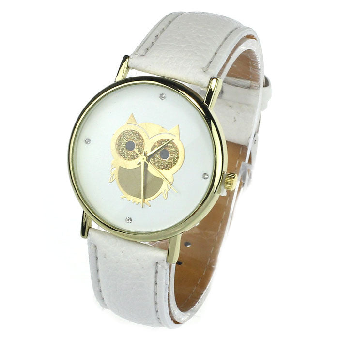 New Fashion Cartoon Owl Style Dress Gold Watch Women Clock Casual Wrist Watch Quartz Watches For Women Gift