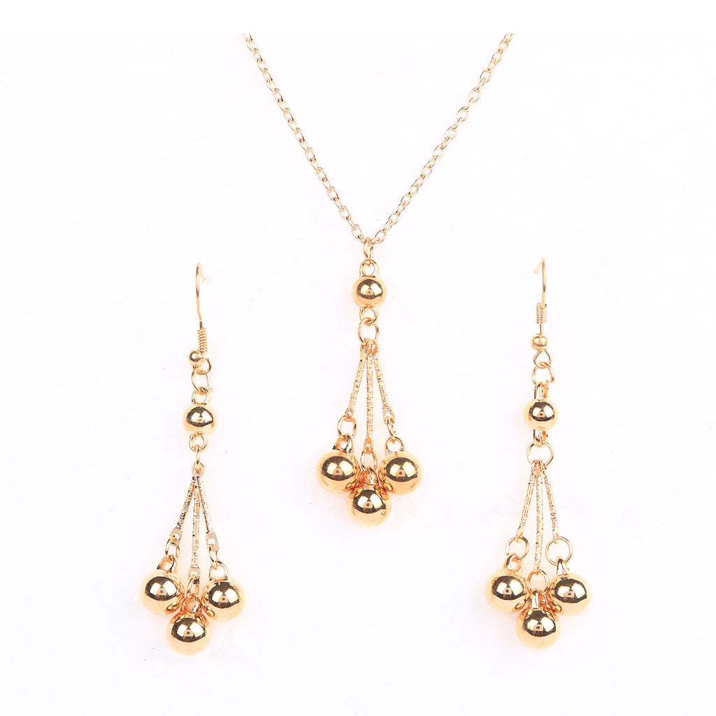 New Fashion Elegant Beaded Pendant Necklace and Drop Earrings Wedding Jewelry Sets for Women Fine Jewelry