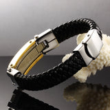 New Fashion Fine Jewelry Men Great Wall Leather Stainless Steel Bracelets Vintage Bangles Male Accessories 