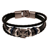 New Fashion Genuine Leather Wrap Bracelets Men Black Cowhide Braided Bracelets Bangles