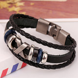 Fashion punk Leather handmade beaded bracelet personality alloy X Casual vintage bracelet fashion men bracelet