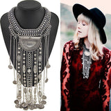 New Fashion Hot sale Multilayer Vintage Necklace Gold Tassel Coin Choker Statement Long Necklaces Pendants Collar For Women