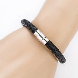 New Fashion Jewelry Black Braided Leather Bracelets for Men/Women magnetic clasp Bracelets Bangles De pulseira masculina