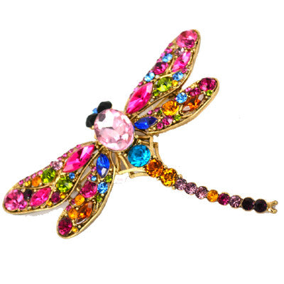 New Fashion Jewelry Brooches 8 Colors Vintage Lovely Dragonfly Crystal Rhinestone Scarf Pins Brooches For Women