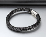 New Fashion Jewelry Men Leather Titanium Steel Bracelets Male Retro Bracelet Personality Gift 