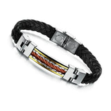 New Fashion Jewelry Stainless Steel Gold plated Pu Leather Bracelet Men Bracelets Bangle For Mens Gift