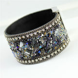 New Fashion Jewelry Woman Bangle Bracelet,Magnetic clasp High-grade Leather Crystal Stones Accessories