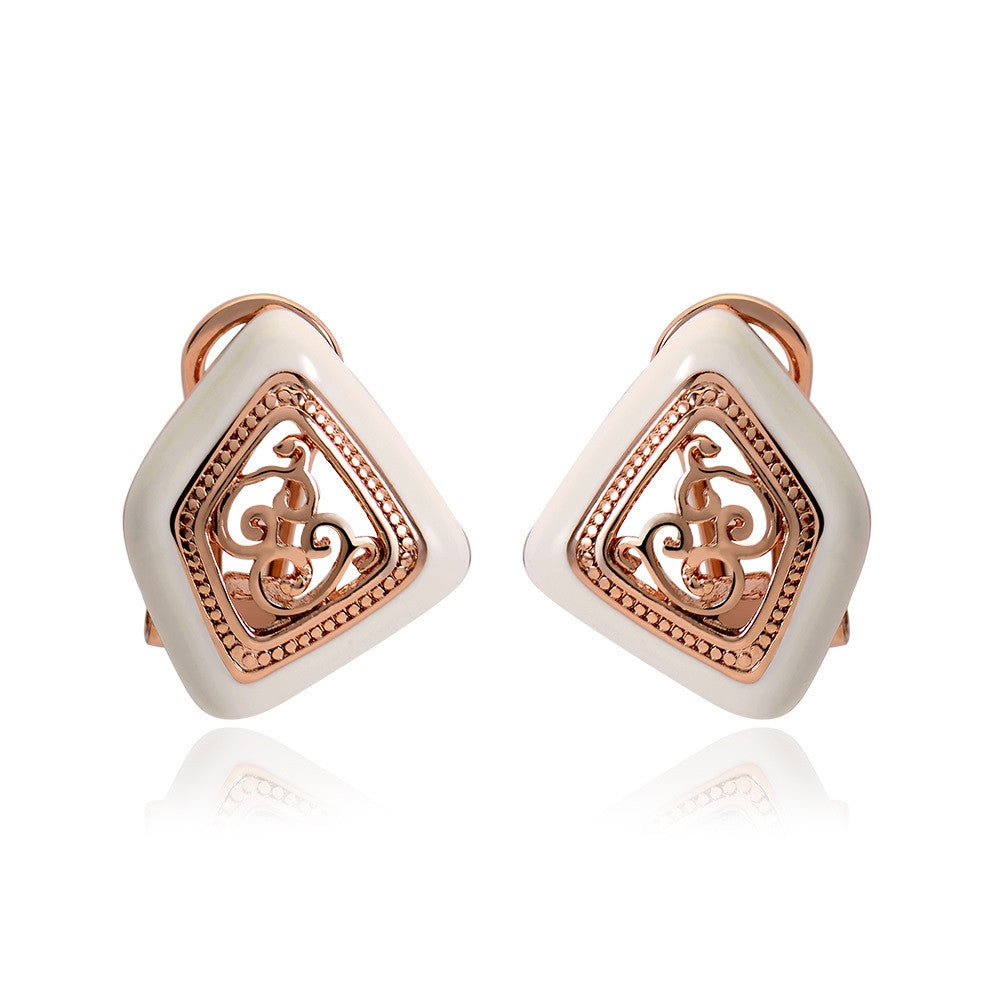 New Fashion Jewelry for Women Rose Gold Plated Stud Earrings for Vintage Double Earrings