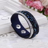 New Fashion Lap Layer Wrap Bracelets Slake Leather Bracelet for women With Crystals Couple Jewelry