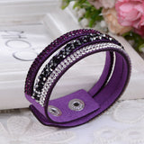 New Fashion Lap Layer Wrap Bracelets Slake Leather Bracelet for women With Crystals Couple Jewelry