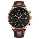 New Fashion Luminous Leather Strap Multifunction Watches Men Quartz Watch Waterproof Wristwatches Male Table Relojes