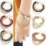 New Fashion Luxury Handmade Braided Woven Rope Multilayer Gold Chain Bracelet Pulseira pulseras Bracelets For Women Gift