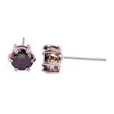 New Fashion Mysterious Round Cut Rainbow Topaz Jewelry Silver Women Stud Earrings Nobby Style 