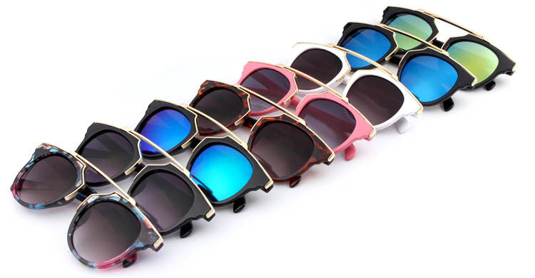 New Fashion Plastic Wrap Metal Cat Eye Glasses Vintage Sunglasses Women Men Brand Designer Coating sunglass