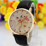 New Fashion Relogio Women Watch Ladies Vintage Flower Watch Cat Leather Quartz Clock Casual Dress Reloj