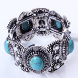 New Fashion Silver Plated Jewelry Unisex Vintage Turquoise Bracelet&Bangle Each With 5 Turquoise Decoration 
