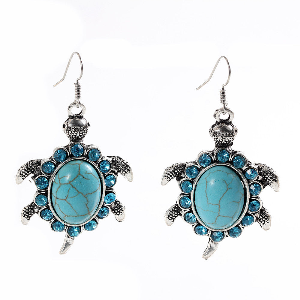 New Fashion Simple Geometric blue gem Bohemia Retro big Turquoise earrings women jewelry charms earring vintage jewelry