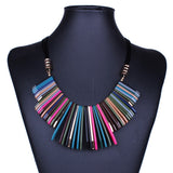 New Fashion Statement Leather Braided Rope Design Beads Enamel Bib Frosted Crystal Chain Necklace 