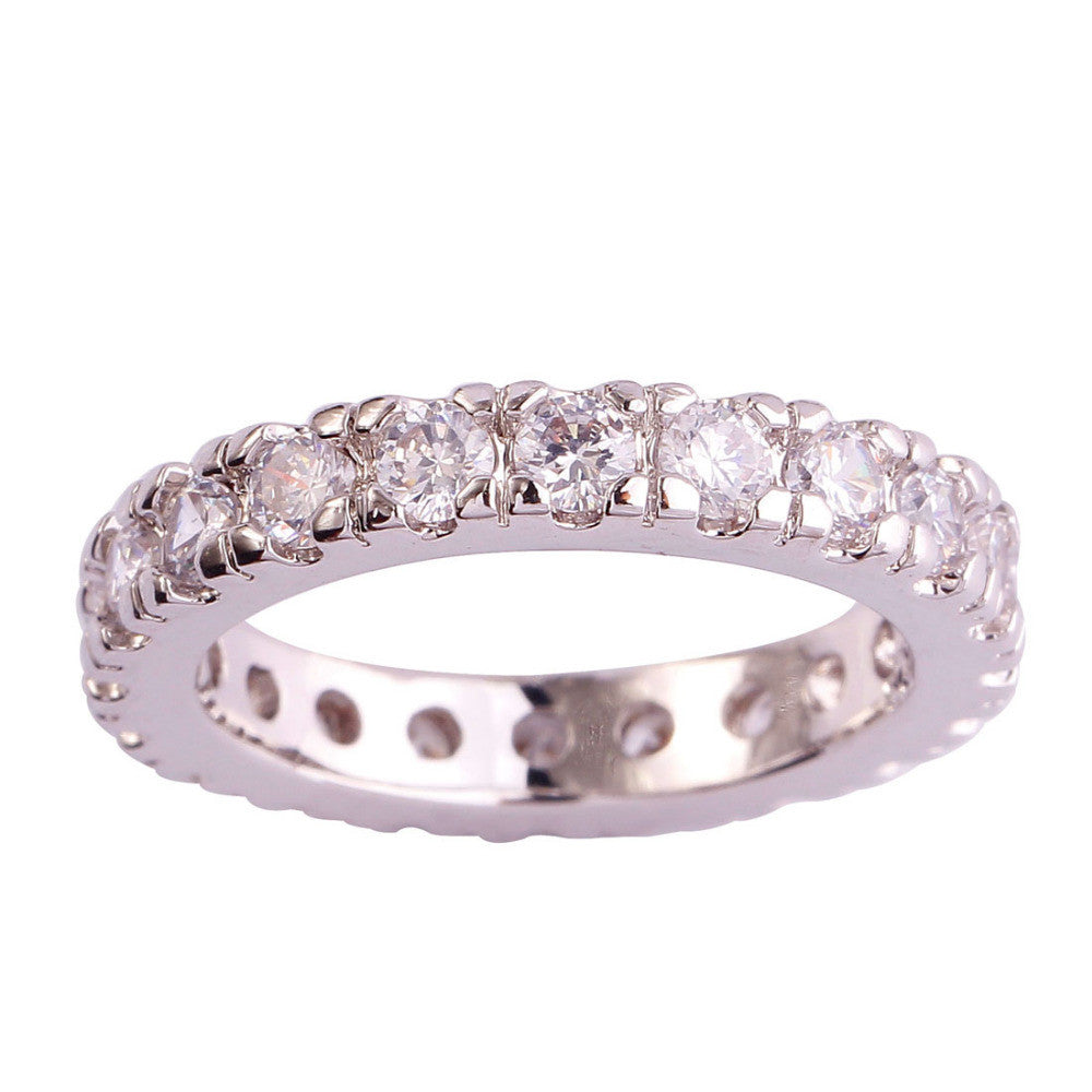 New Fashion Style Round Cut White Topaz Silver Ring Women Wedding Jewelry Rings