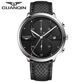 New Fashion Watches Men Luxury Top Brand GUANQIN Big Dial Full Black Sport Quartz Watch Male Wristwatch With Stopwatch