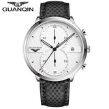New Fashion Watches Men Luxury Top Brand GUANQIN Big Dial Full Black Sport Quartz Watch Male Wristwatch With Stopwatch