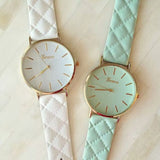 New Fashion Women Dress Watch vintage Leather Lake Blue Watches refined Bracelet wristwatch