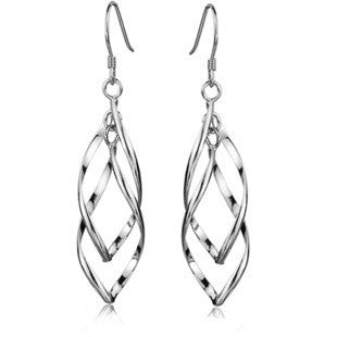 New Genuine 925 Sterling Silver Jewelry Twist Style Earring Silver Drop Earrings TOP Quality