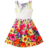 New Girls Dresses 100% Cotton Fashion Floral Colorful Party Birthday Casual Kids Clothing Size 4-12
