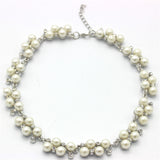 New Good Quality Gold Plated Inlaid With Imitation Diamond Short Choker Pearl Necklace SALE Gift 