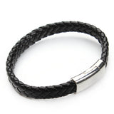 New Handmade Black & Brown Genuine Braided Leather Bracelet Magnetic Clasps Bracelets & Bangles for Men Pulseiras 