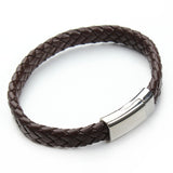 New Handmade Black & Brown Genuine Braided Leather Bracelet Magnetic Clasps Bracelets & Bangles for Men Pulseiras 