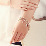 new Hot 1pc Fashion Four Leaf Clover Leather Rope Chain Pearl Bracelet Jewelry