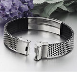 New Hot Fashion Fine Jewelry Stainless Steel Pu Leather Bracelet Men Silver Bracelets Bangle For Men Gift 